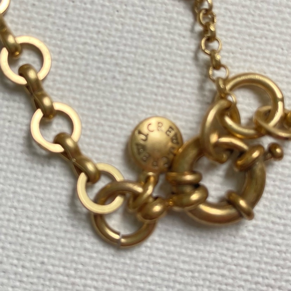J. Crew glass bead tassel necklace on long goldtone chain in green and white - Picture 5 of 9